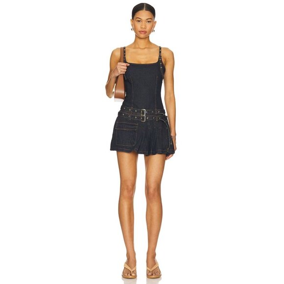 Lioness Dresses & Skirts - LIONESS x REVOLVE Biker Mini Dress in Indigo Blue Denim